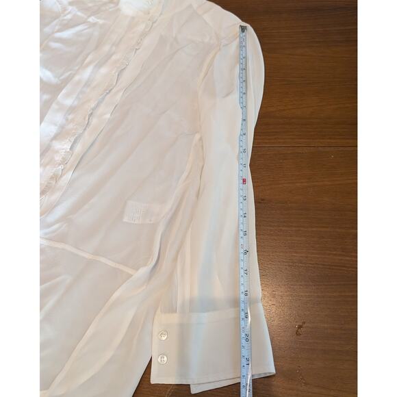 G. Label Litvack Off-White Pleated-collar Button-Down Blouse Shirt, size 0 - Picture 6 of 7